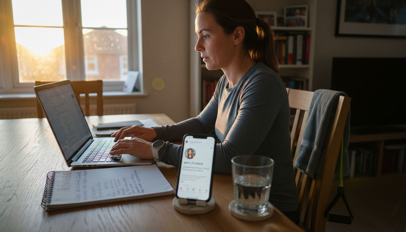 Trainer updating profile with everyday belongings