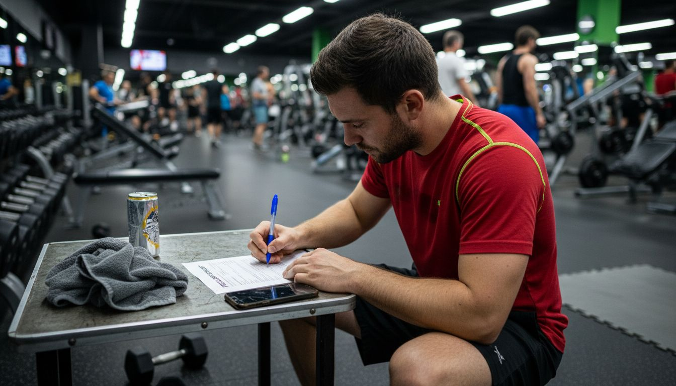 Client completing fitness assessment checklist