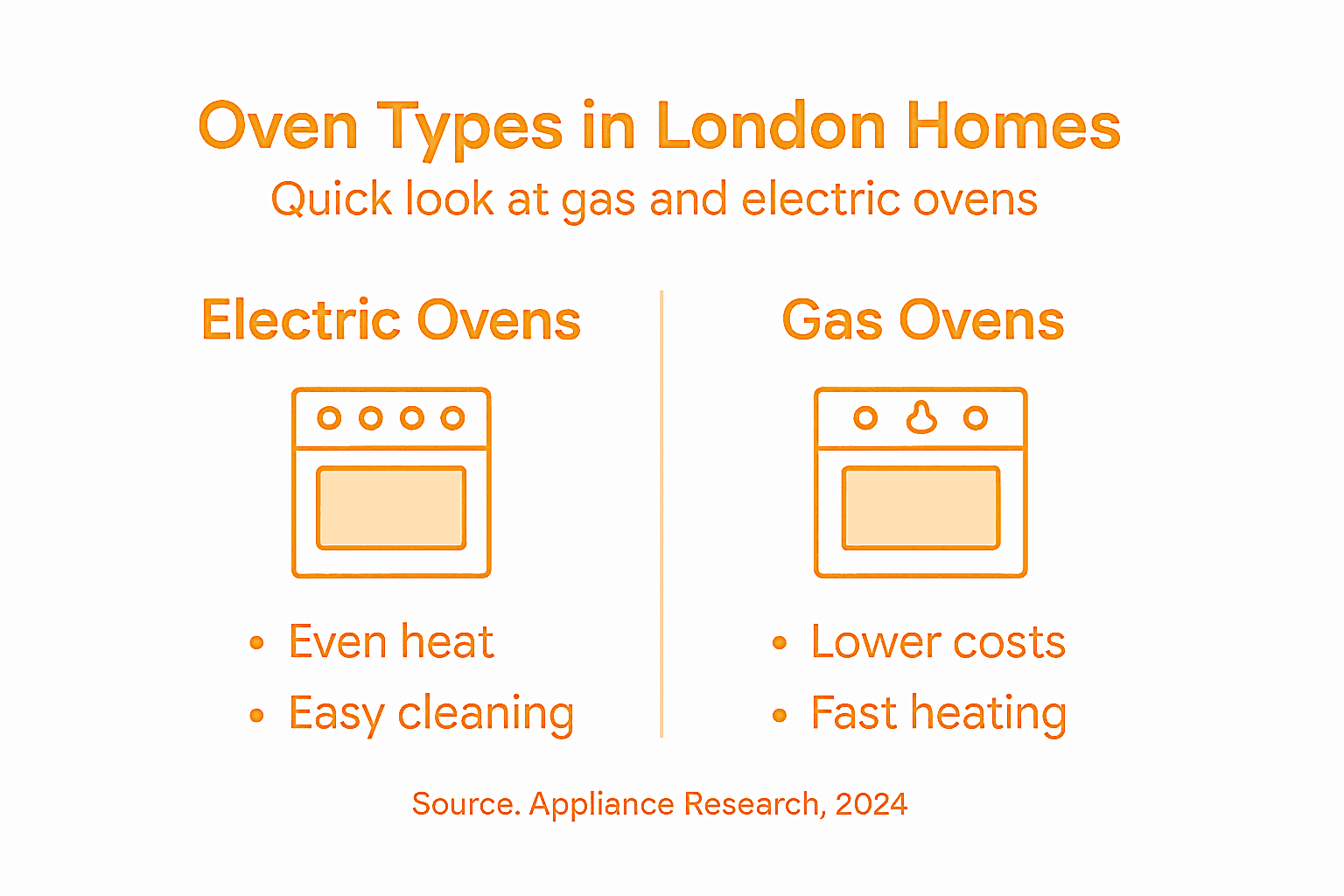 Infographic comparing electric and gas ovens