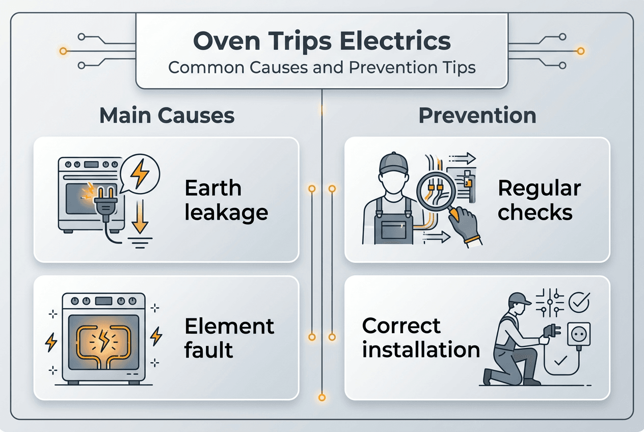 Infographic summarizing oven trip causes and prevention