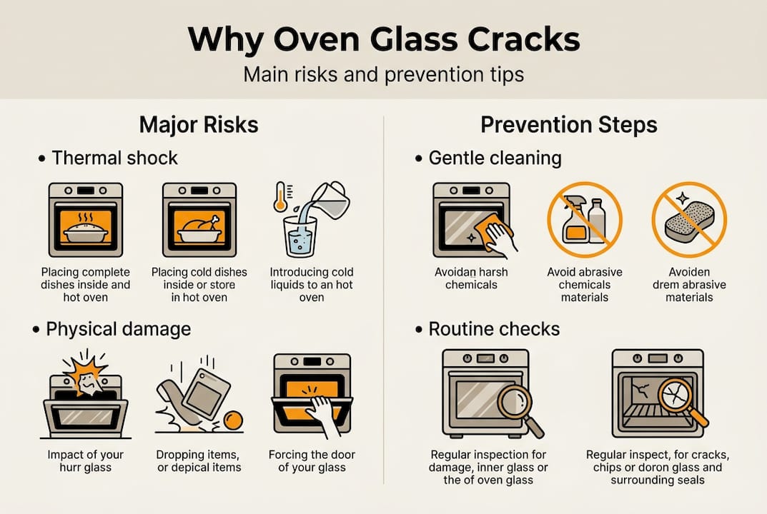 Infographic showing risks and prevention for oven glass
