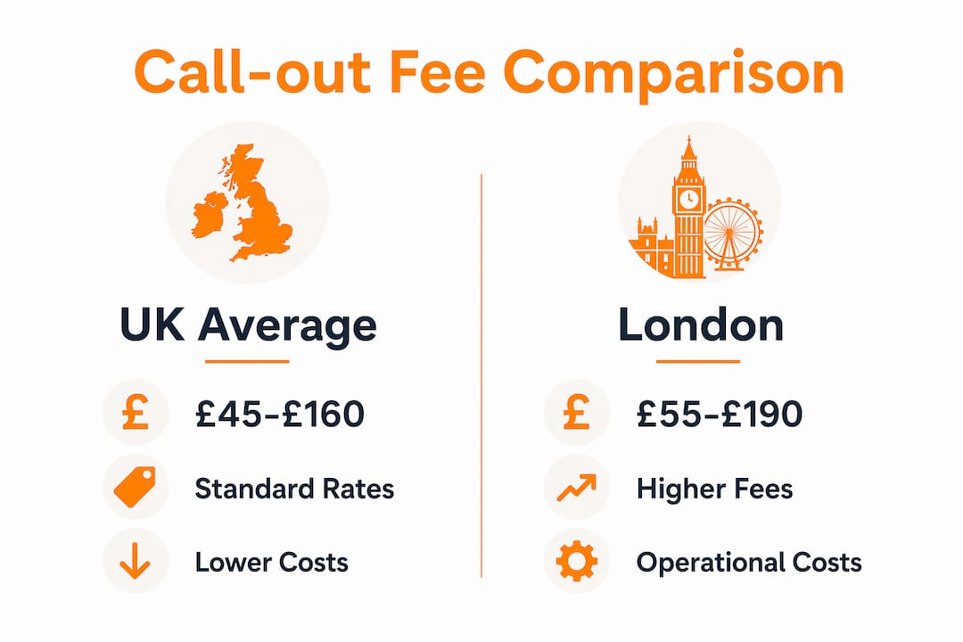 Infographic comparing London and UK national call-out fees