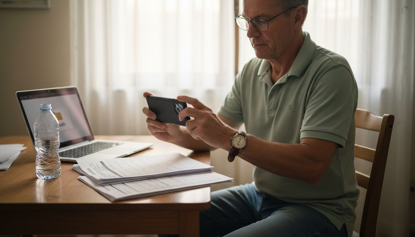 Man documenting health assessment forms