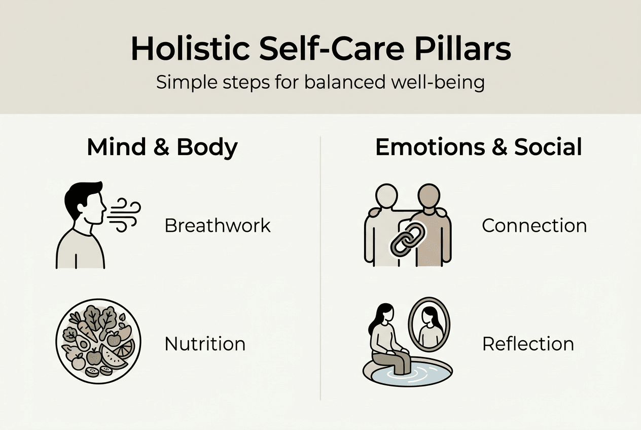Infographic core holistic self-care pillars overview