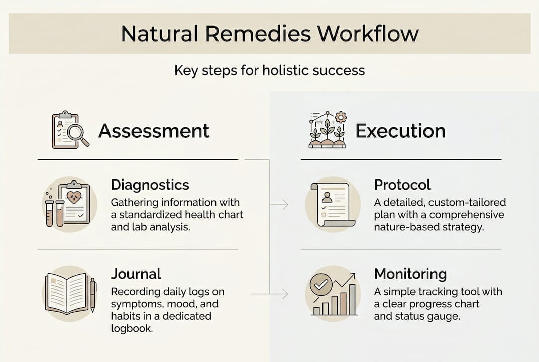 Infographic of natural remedies workflow steps