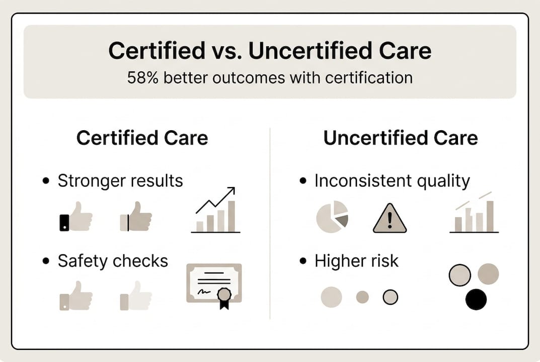 Infographic comparing certified and uncertified care