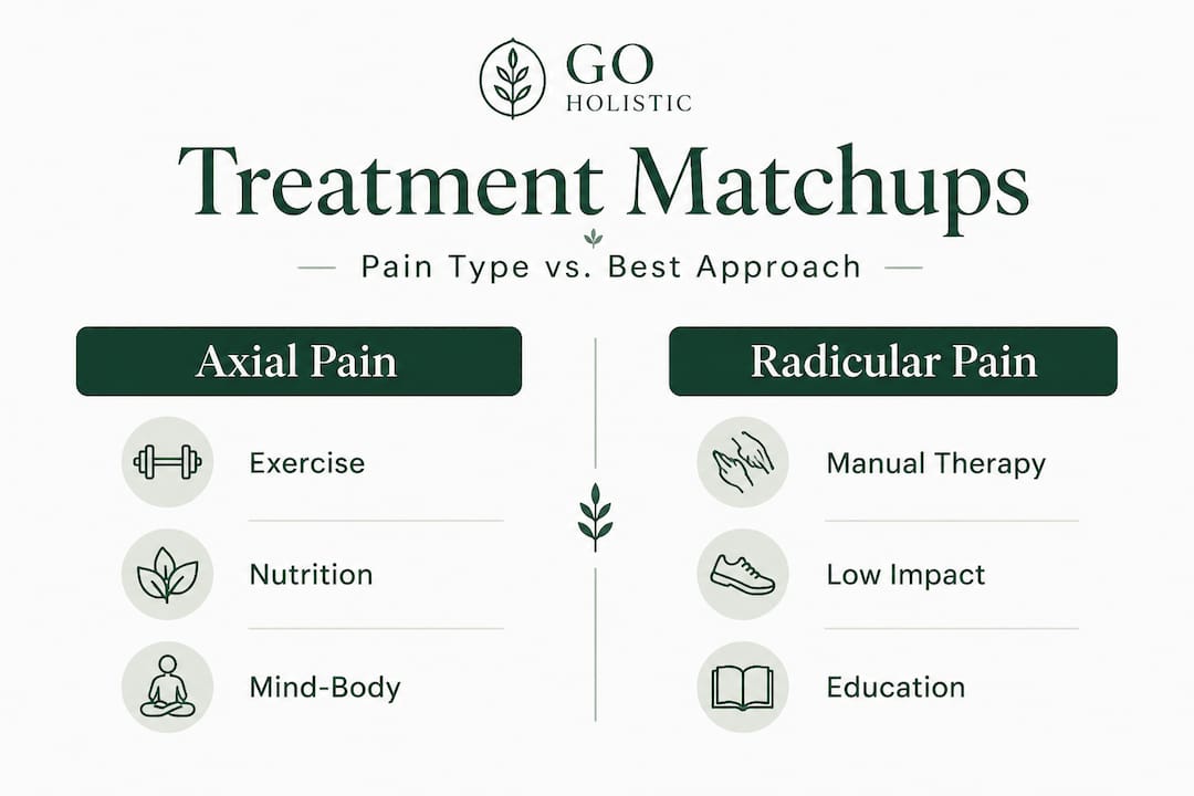 Infographic comparing treatments for pain types