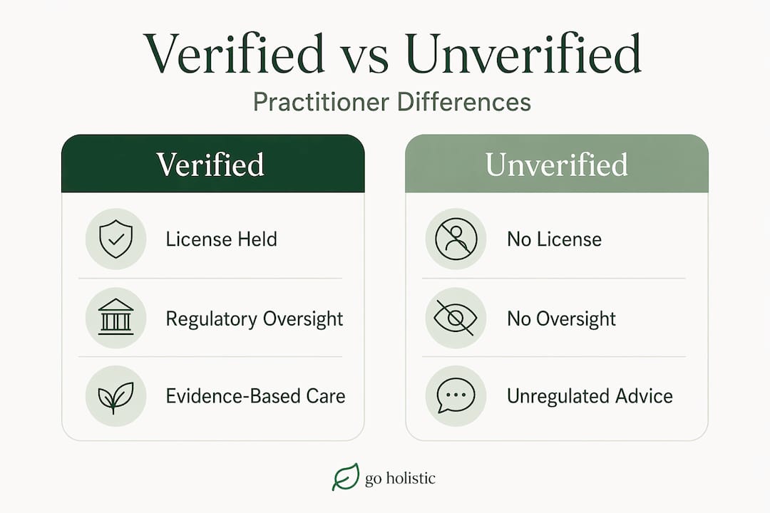 Infographic comparing verified and unverified practitioners