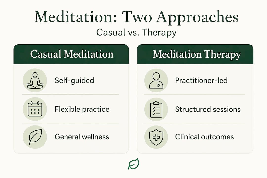 Infographic comparing casual and therapy meditation