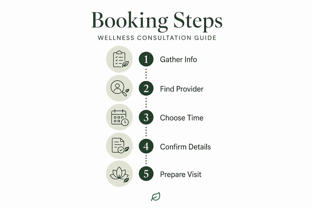 Infographic outlining steps for booking a wellness consultation