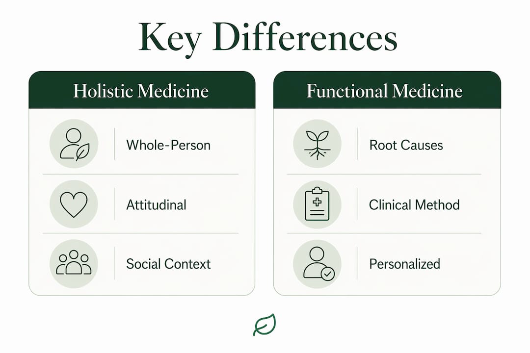 Infographic comparing holistic and functional medicine
