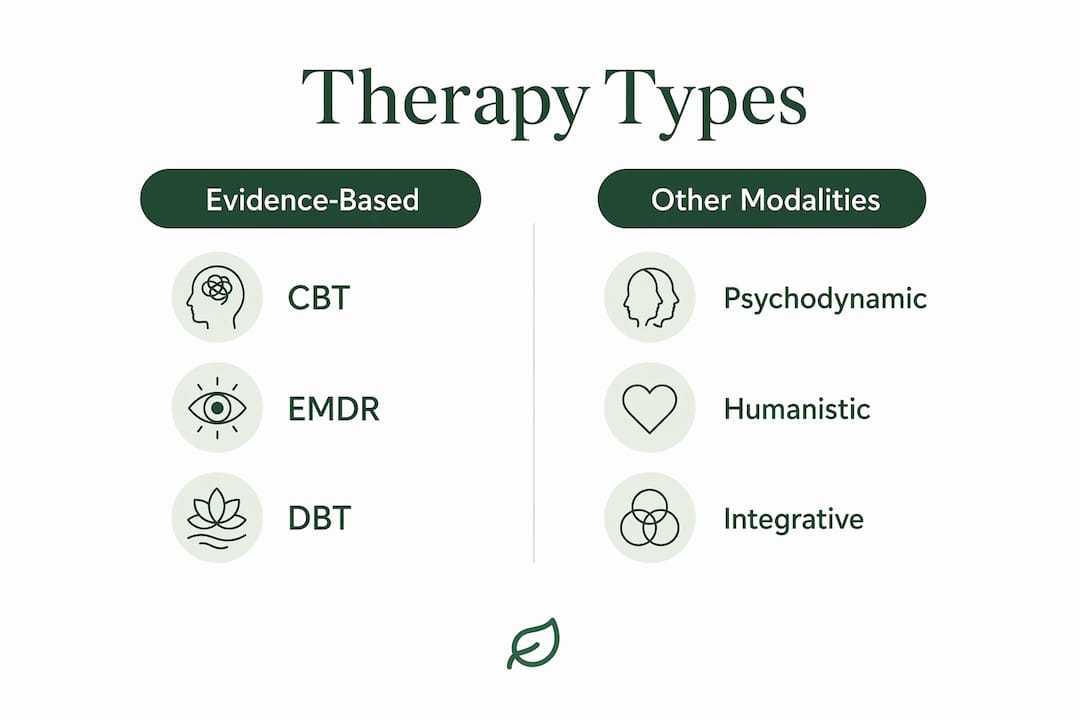 Infographic comparing evidence-based and other therapy types