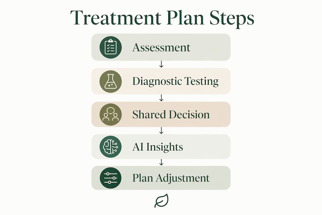 Infographic illustrating steps in personalized treatment selection
