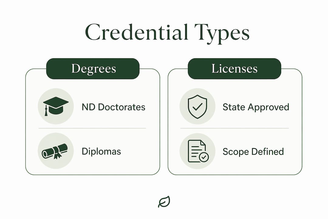 Infographic comparing degree and license credential types