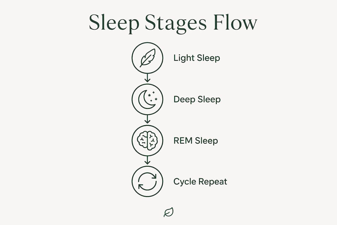 Infographic illustrating sleep stages flow process