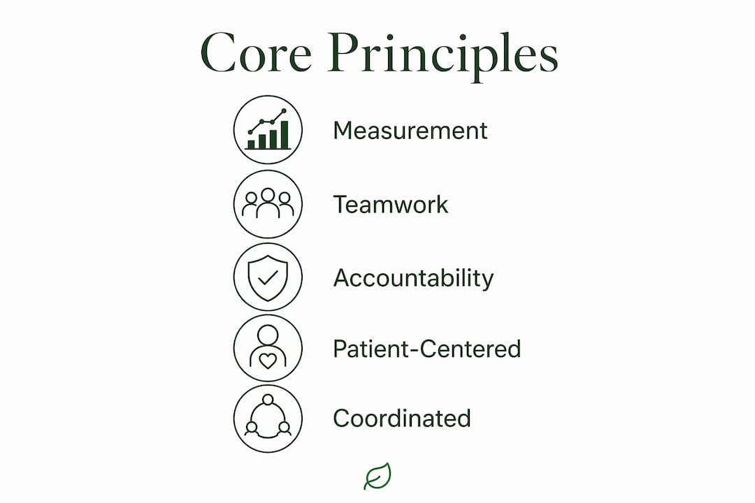 Infographic outlining five core collaborative care principles