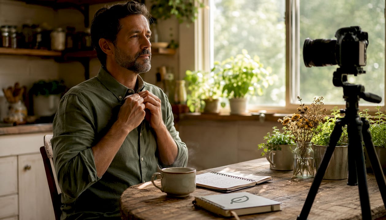 Holistic therapist preparing for headshot photo