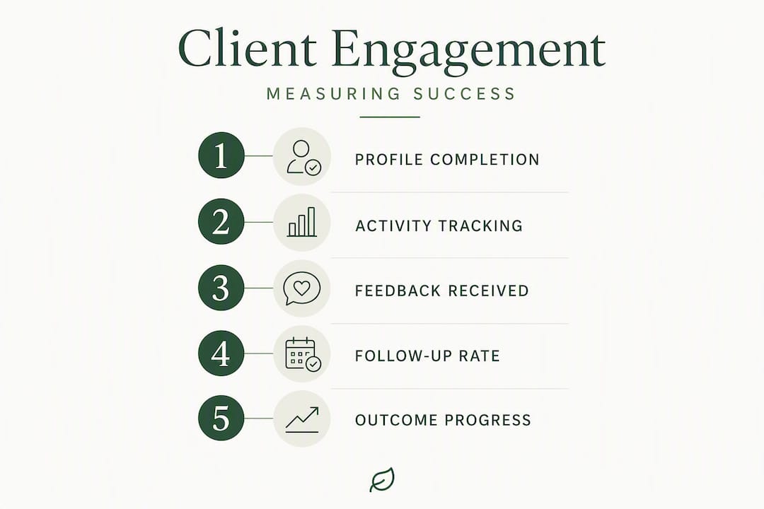 Infographic illustrating client engagement measurement steps