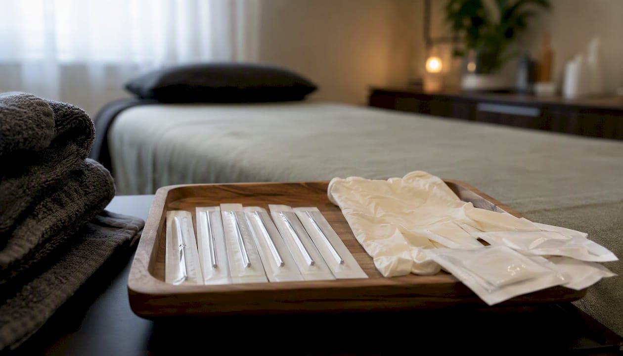 Sterile acupuncture needles and prep tools