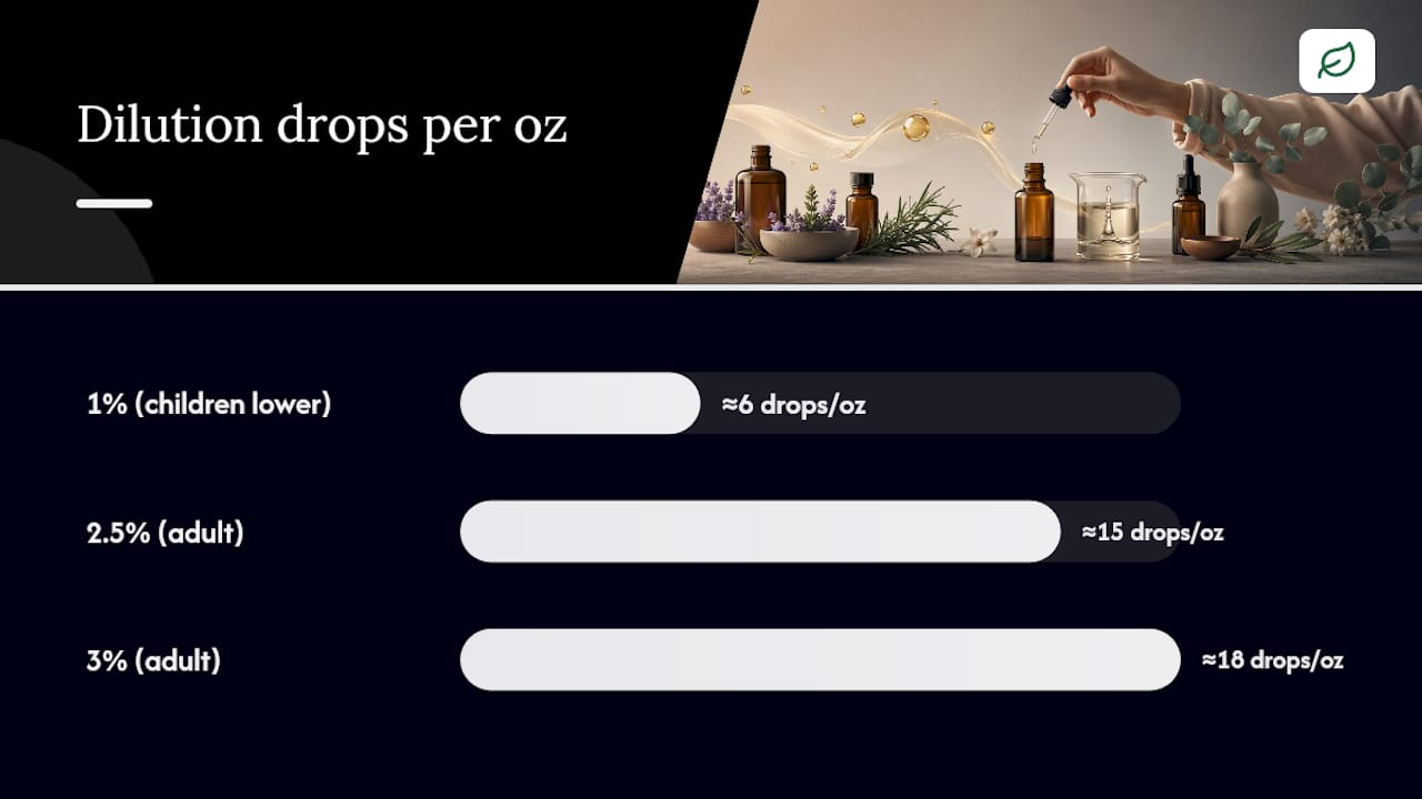 Essential oil dilution percentages and drop amounts