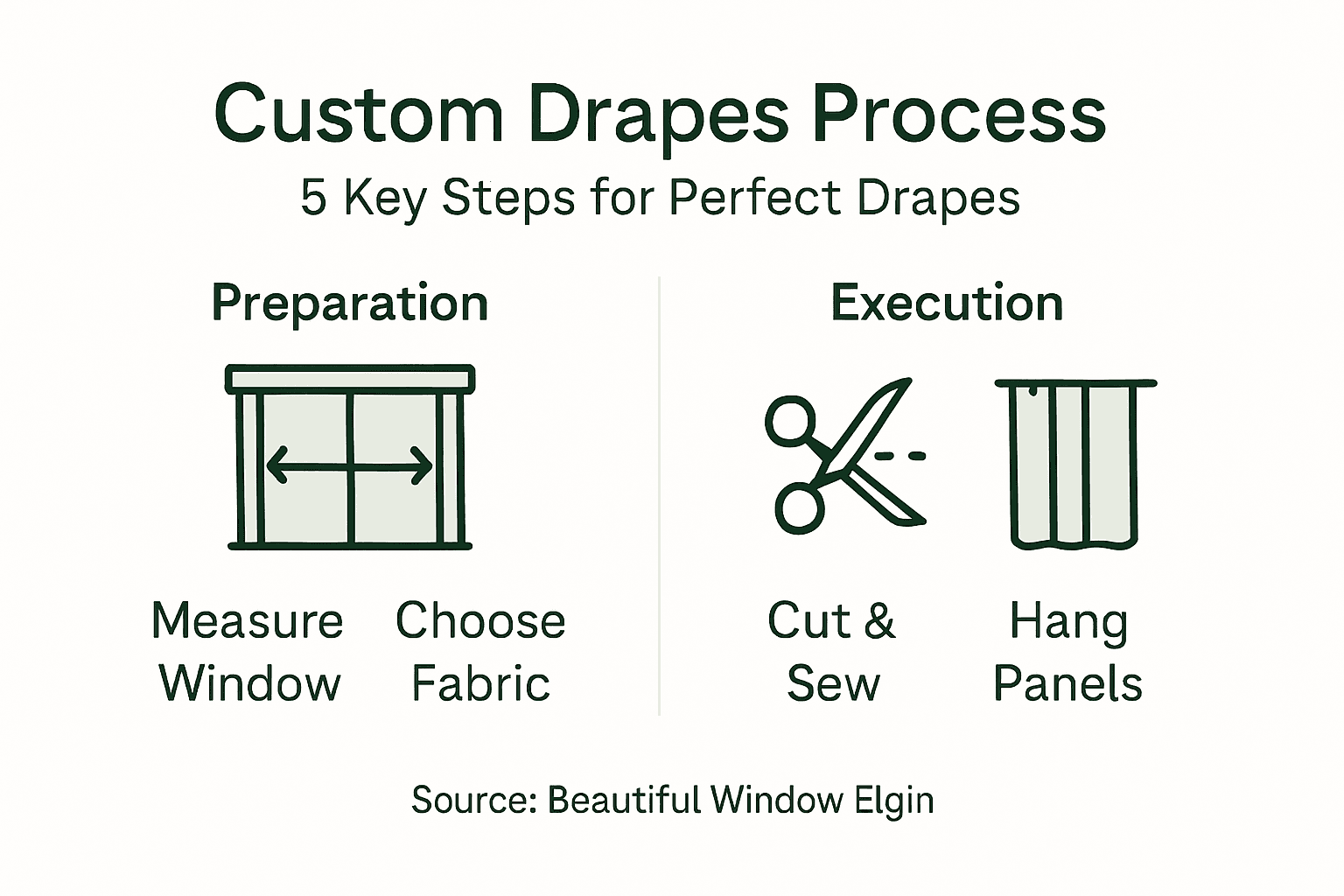 Infographic showing custom drapes steps and process