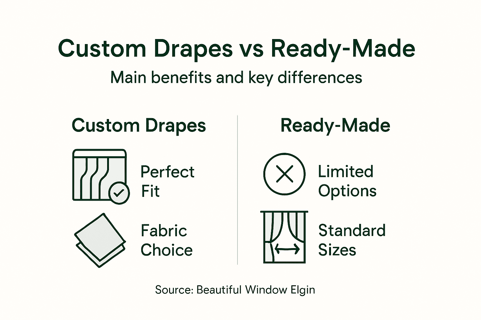 Infographic comparing custom and ready-made drapes