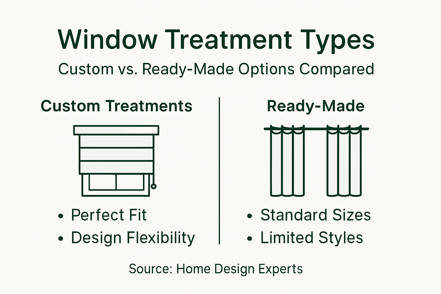 Infographic comparing custom and ready-made treatments