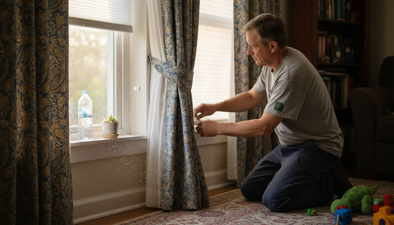 Installing cellular shade and curtains for energy savings