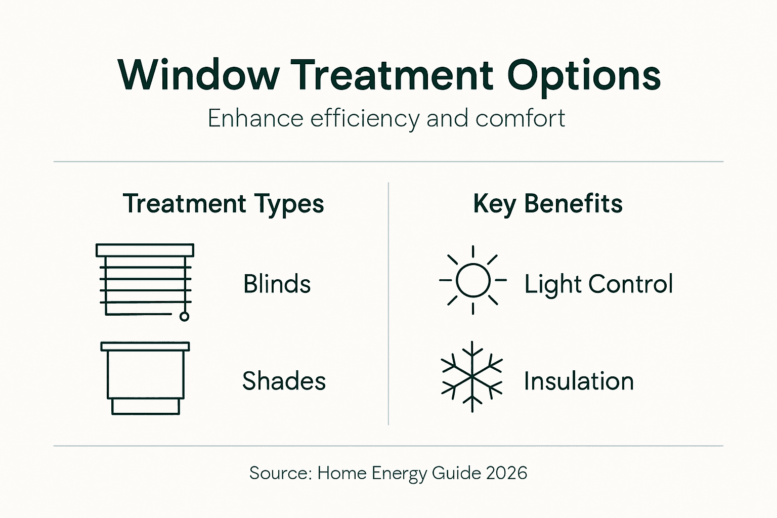 Infographic comparing window treatment types and benefits