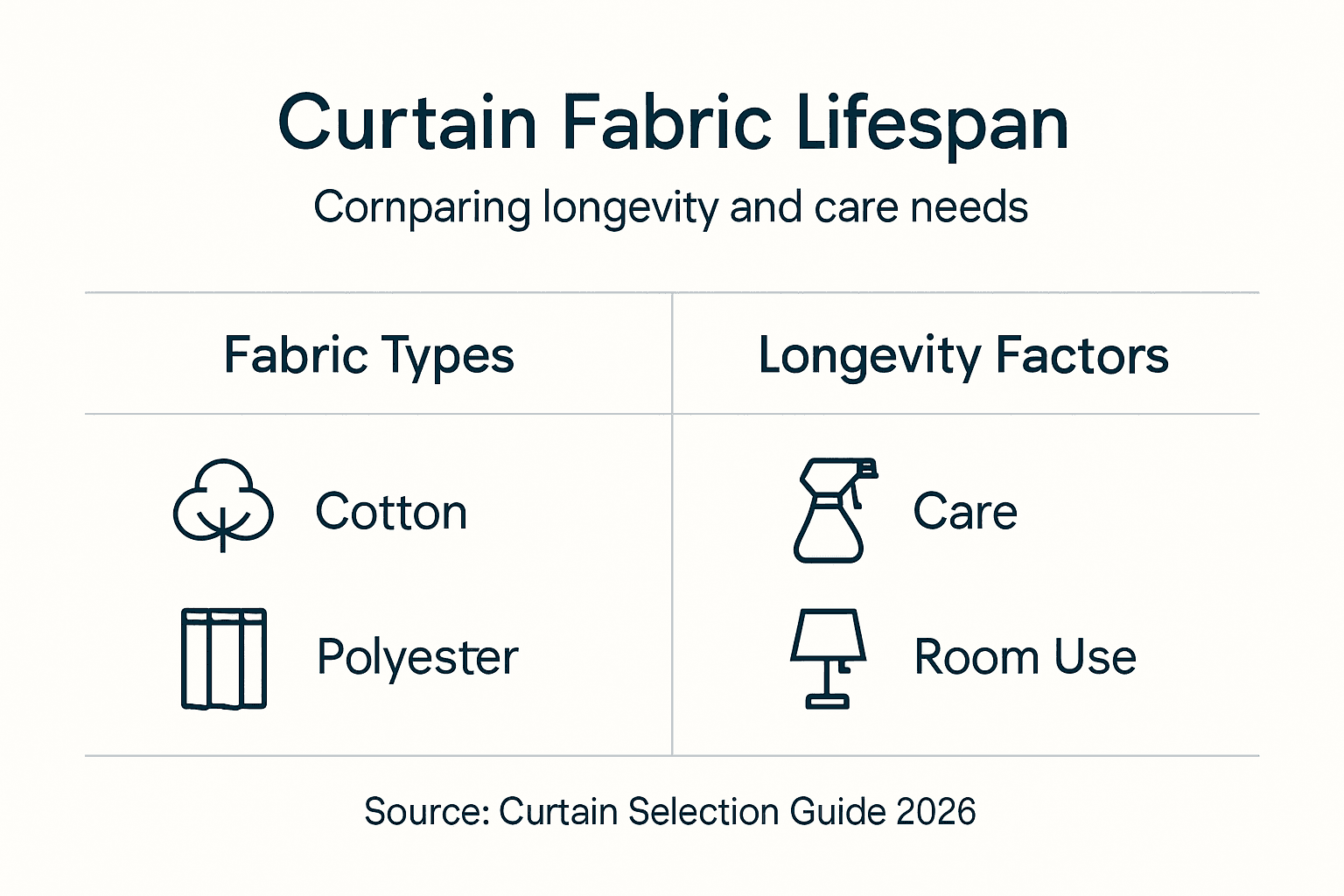 Infographic comparing curtain fabrics for durability