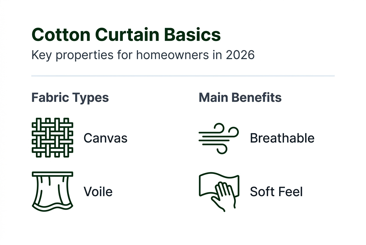 Infographic showing cotton curtain types and benefits