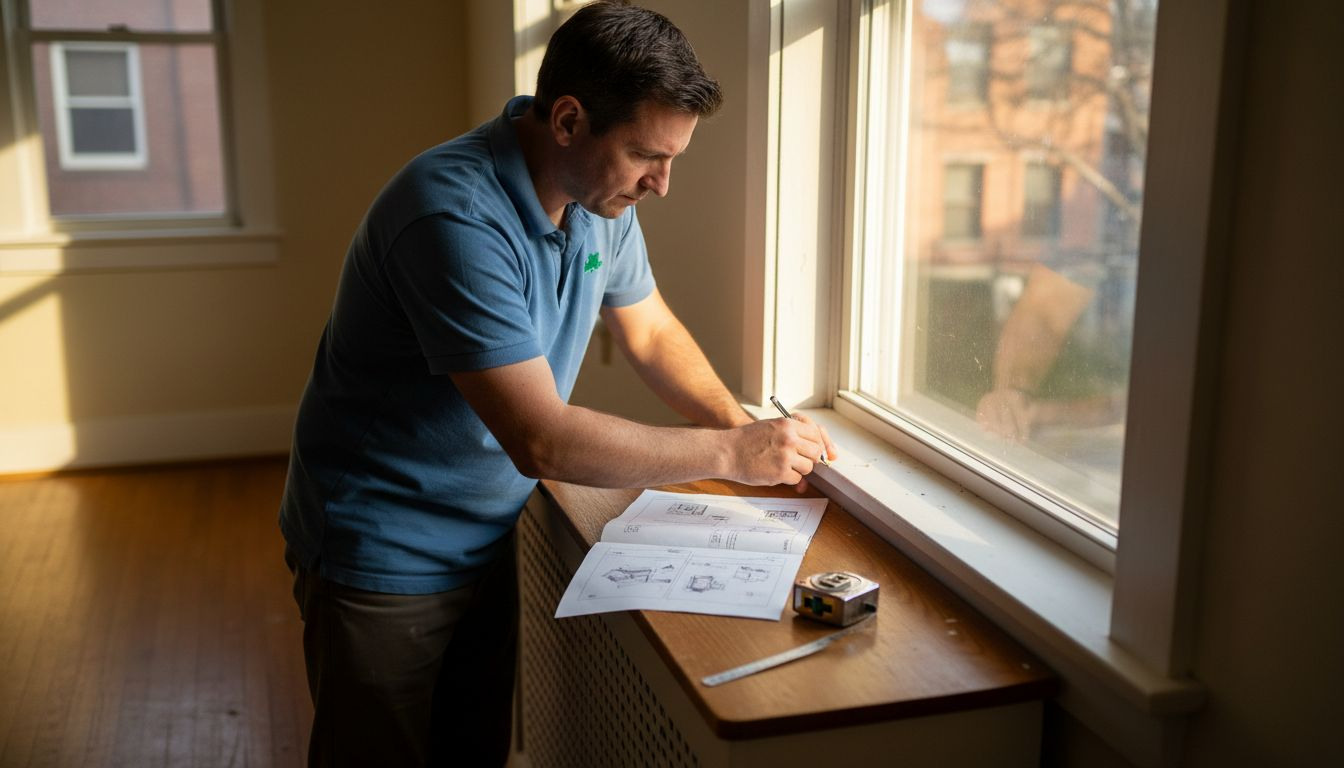 Installer measuring window for custom drapery