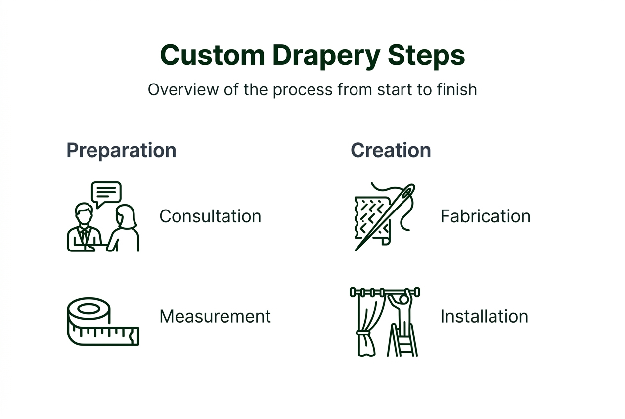 Infographic custom drapery process steps