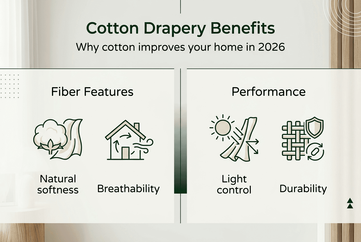 Infographic of cotton drapery fiber and performance