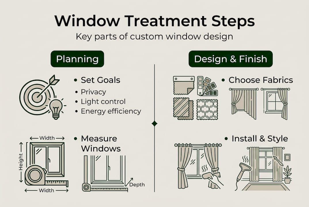 Infographic showing window treatment design steps