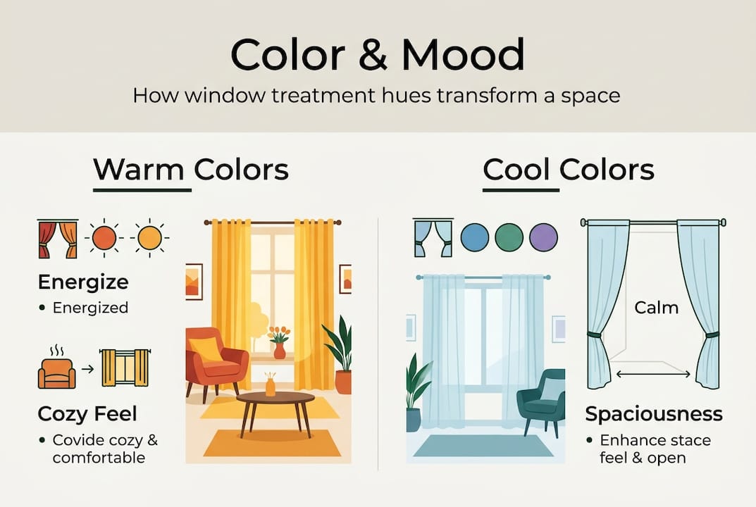 Infographic mapping color to window treatment mood