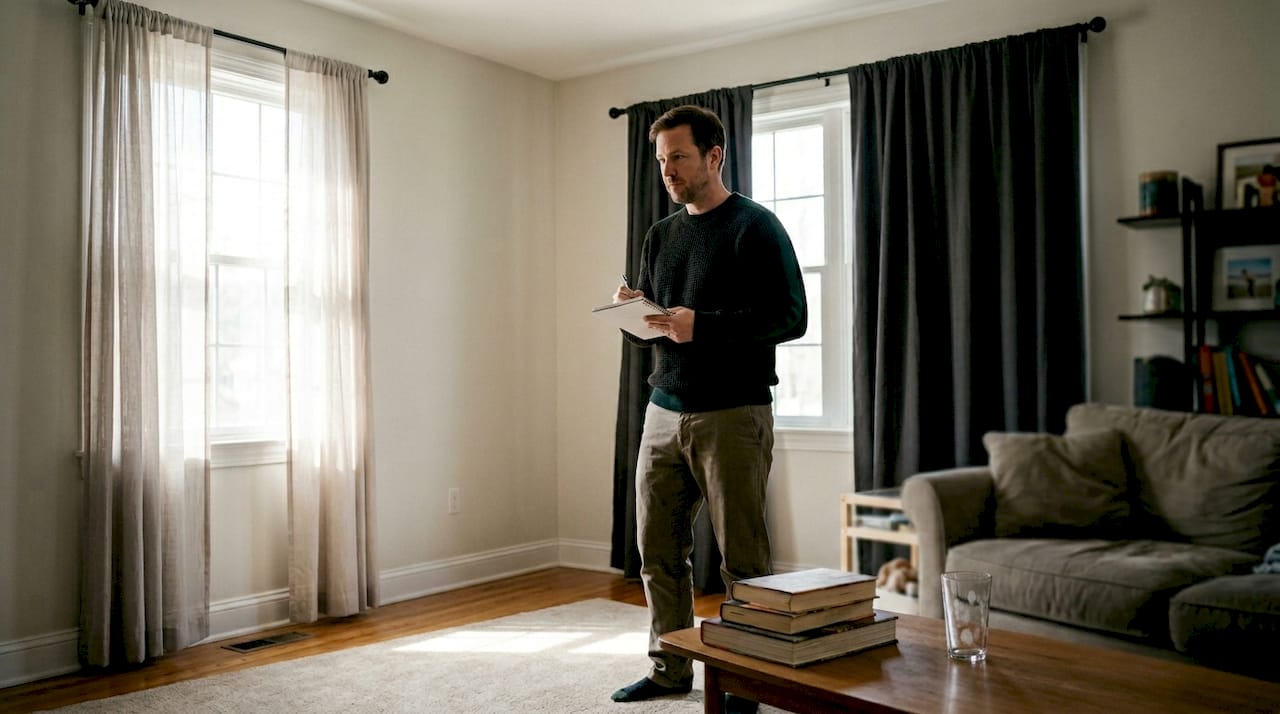 Room showing light and dark window treatment effects