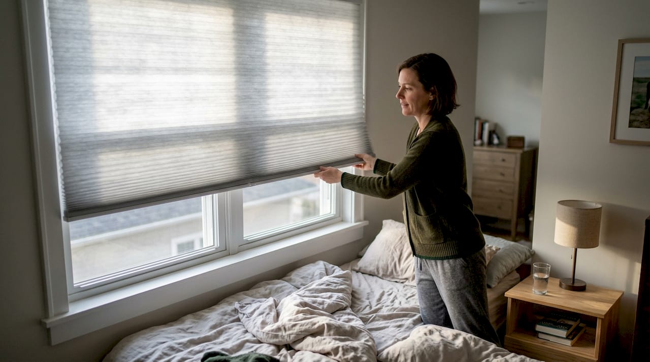 Homeowner closing energy efficient cellular shade