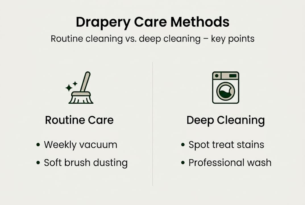 Infographic comparing drapery care methods