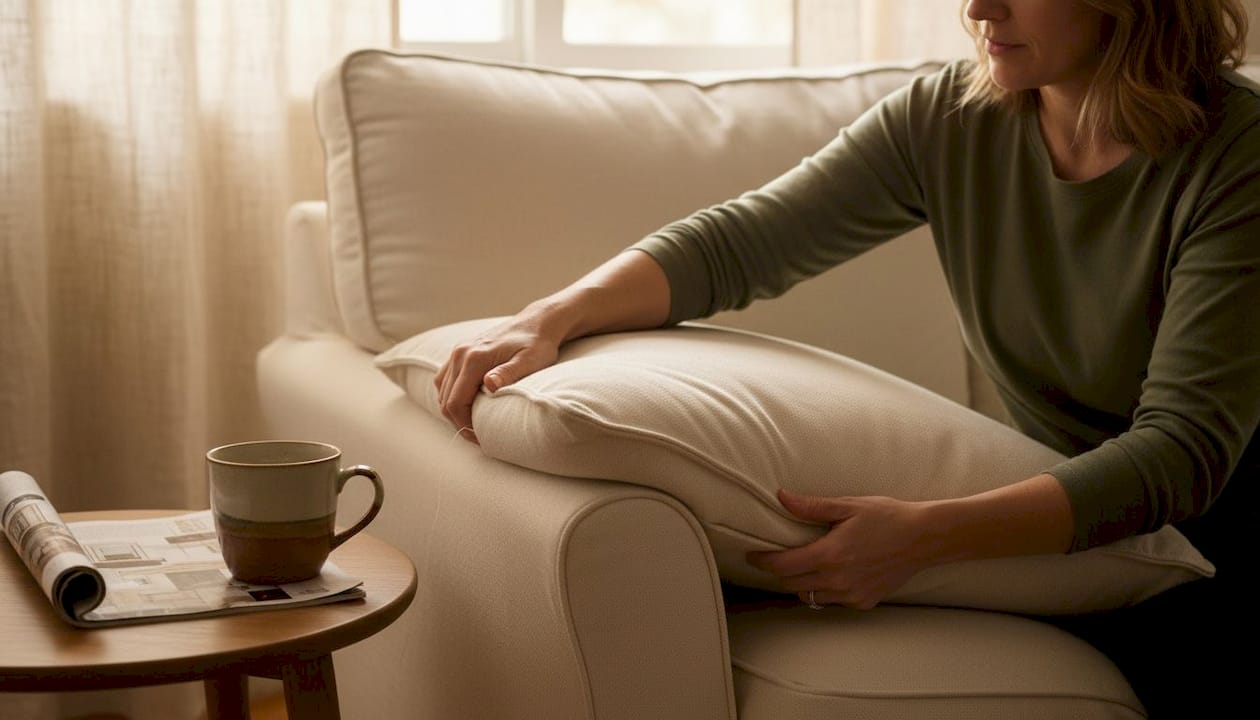 Cotton canvas armchair in home setting