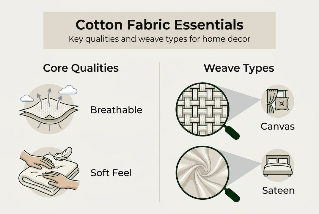 Infographic showing cotton qualities and weave types
