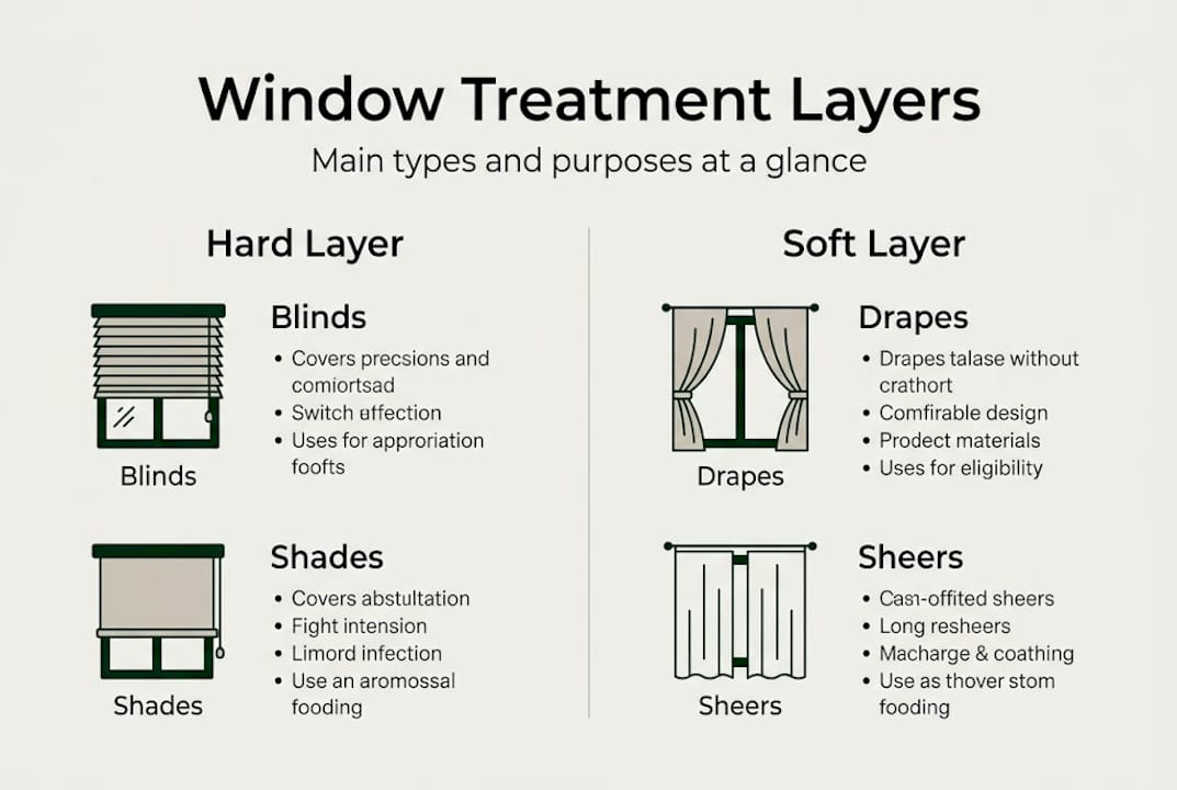 Infographic layers hard and soft window treatments