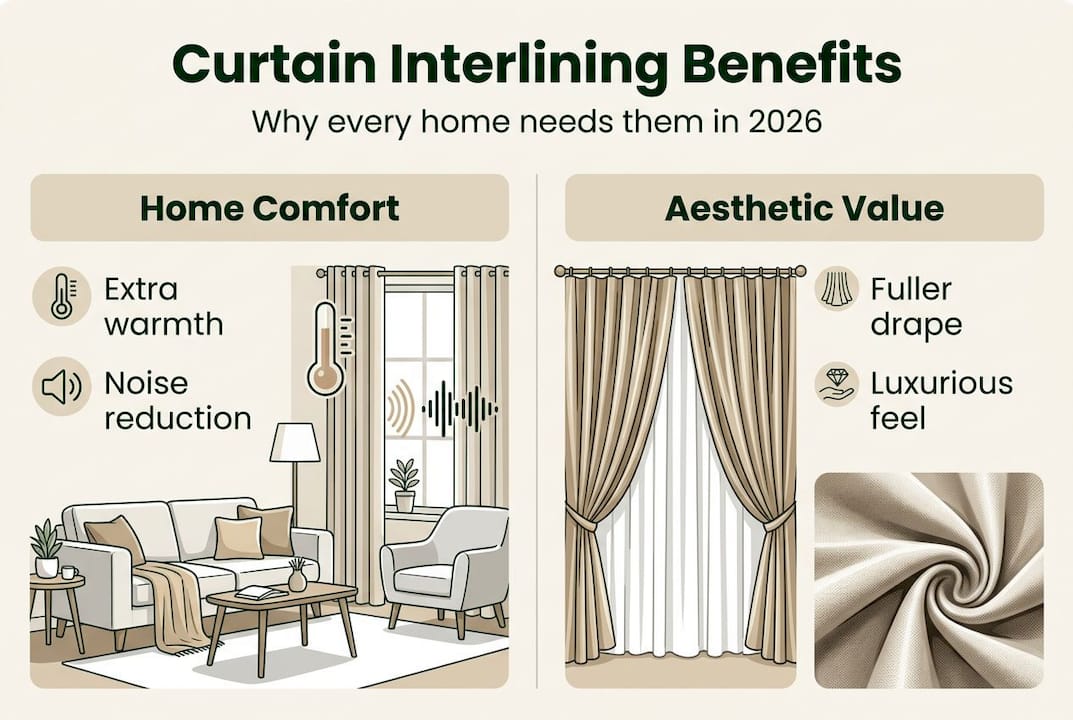 Infographic on curtain interlining home benefits
