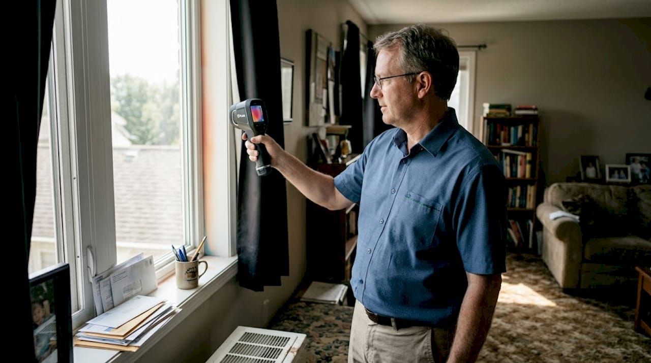 Testing window energy loss with blackout drapes