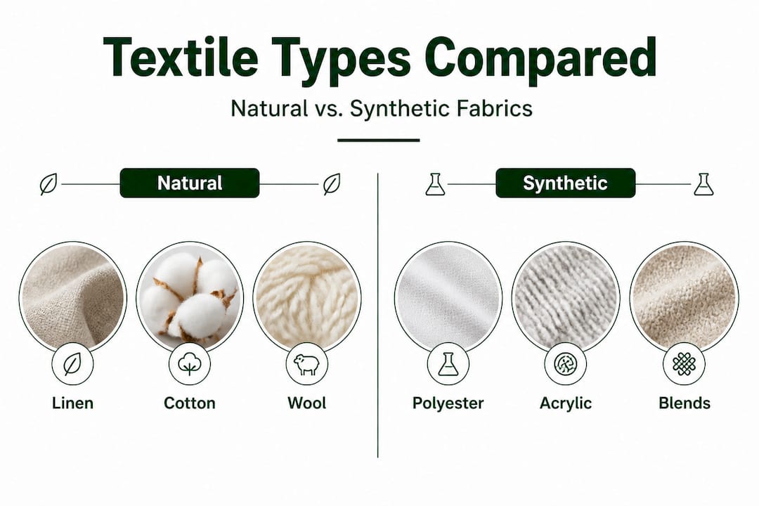Infographic comparing natural and synthetic home textiles