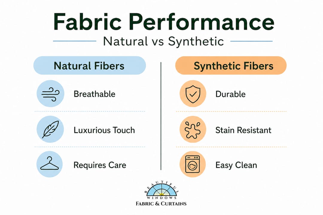 Natural vs synthetic fabric performance infographic