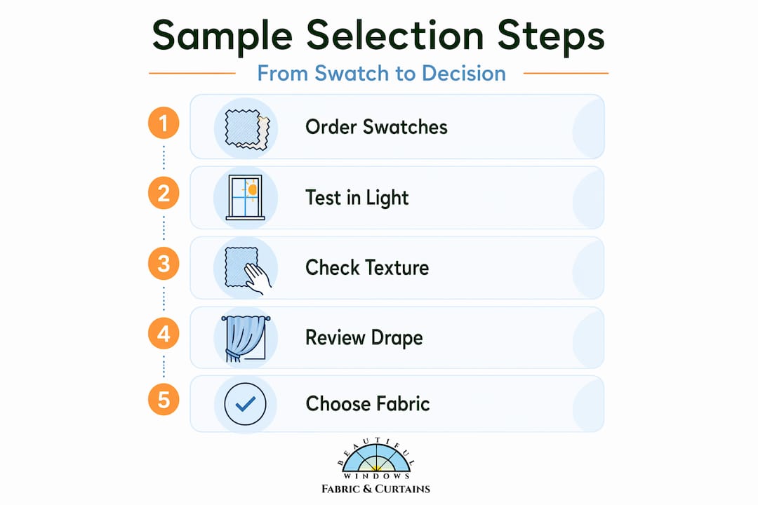 Infographic showing fabric sample selection steps