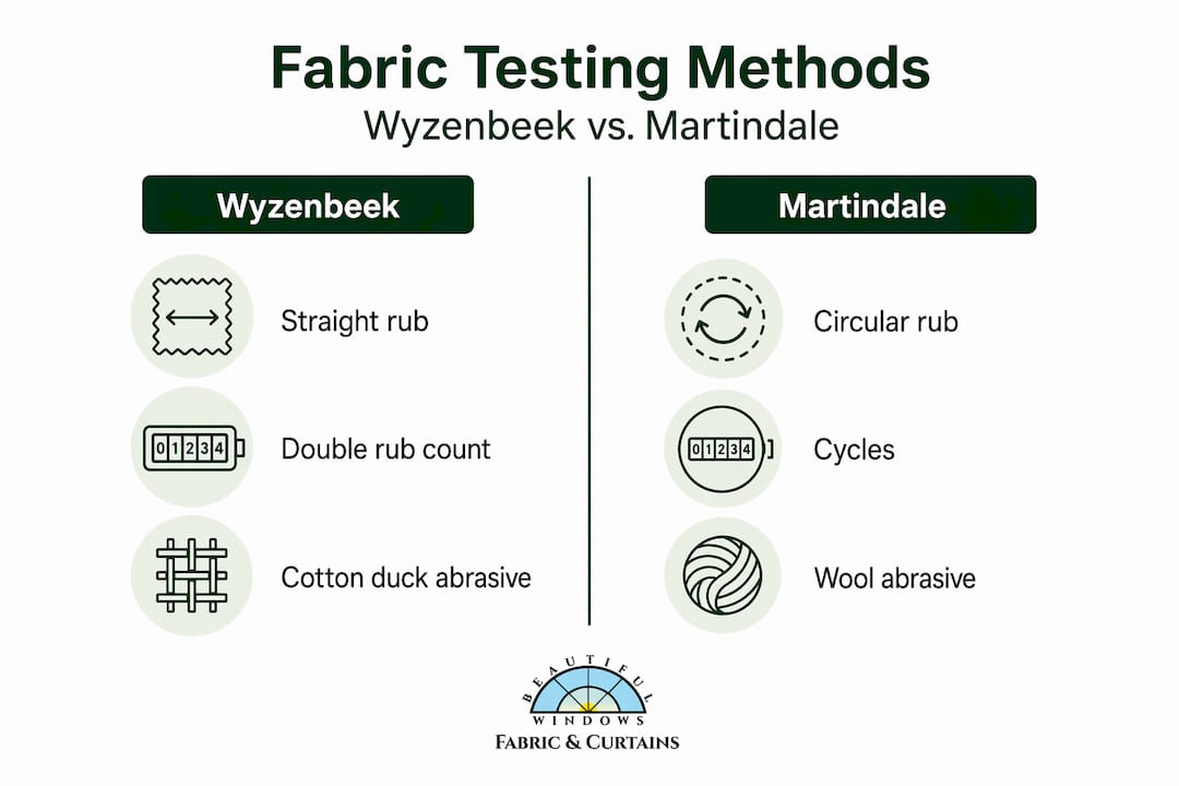 Infographic comparing Wyzenbeek and Martindale tests