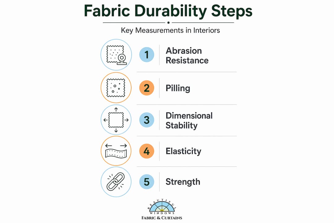 Infographic showing steps of fabric durability dimensions