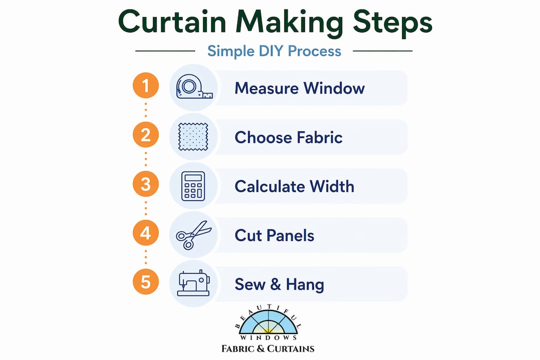Infographic showing DIY curtain making steps